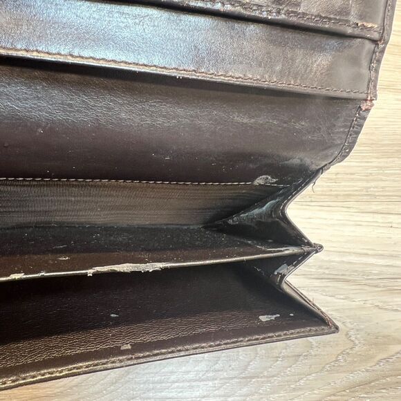 Gucci Canvas Long Wallet- Rare Brown Wood Magnet Clasp Vintage Monogram - Picture 10 of 16